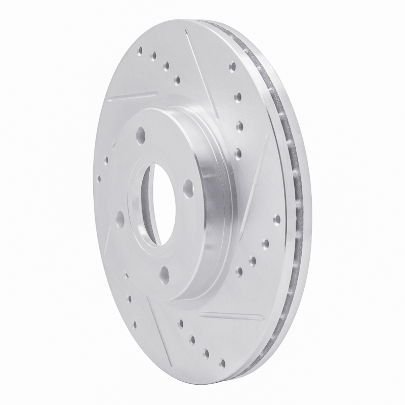Ford Fiesta Brake Rotor (1) - Front Right - R1 Concepts - Drilled & Slotted - Silver - `14-`23